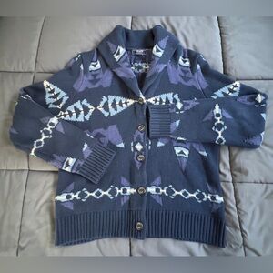 Ralph Lauren Navy Blue Patterned Cardigan